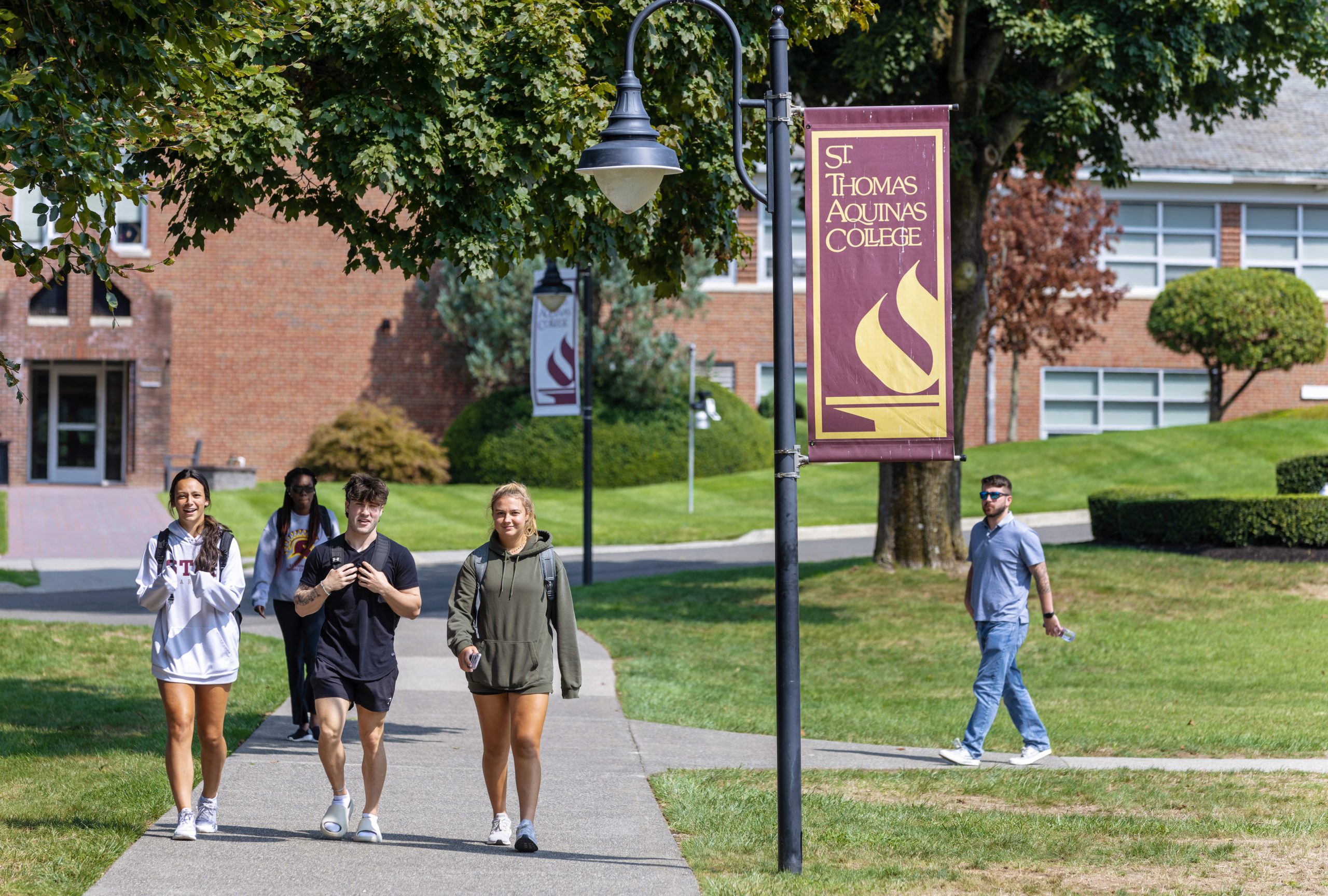 students walking on campus