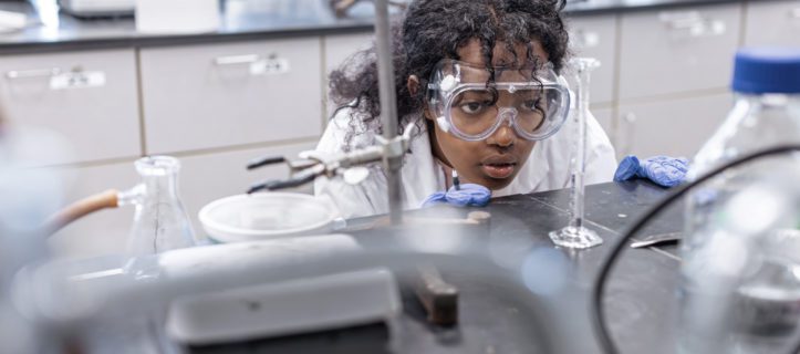 student working in stem lab