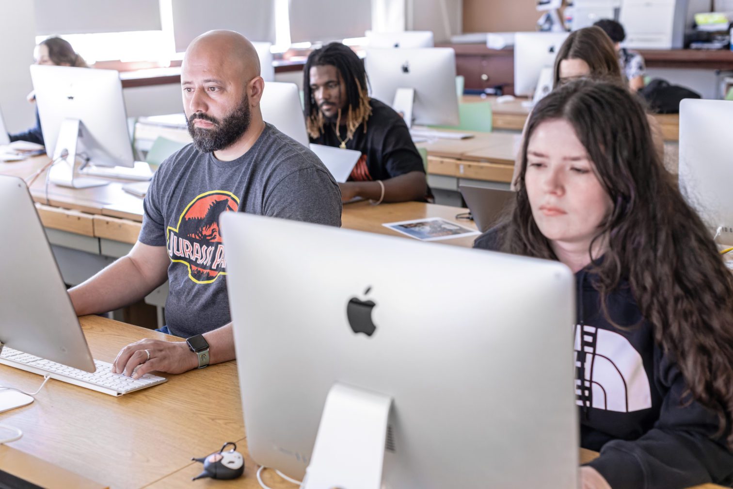 Students learning at computers