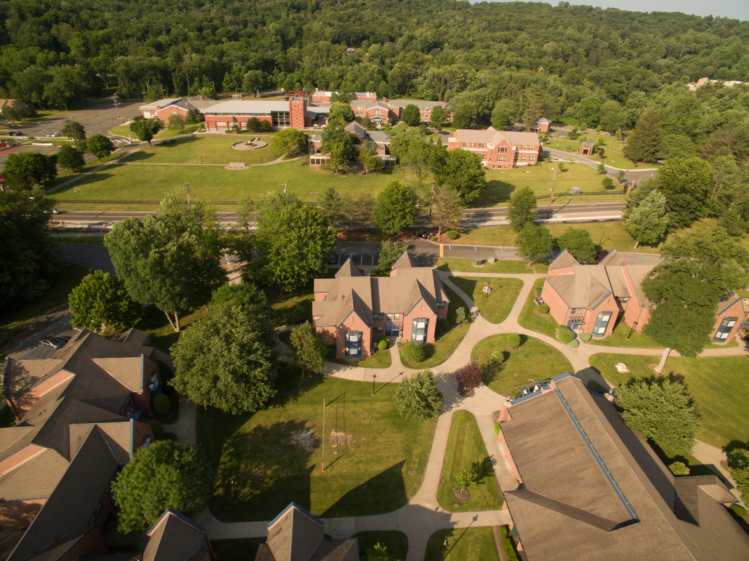 Overhead drone campus image