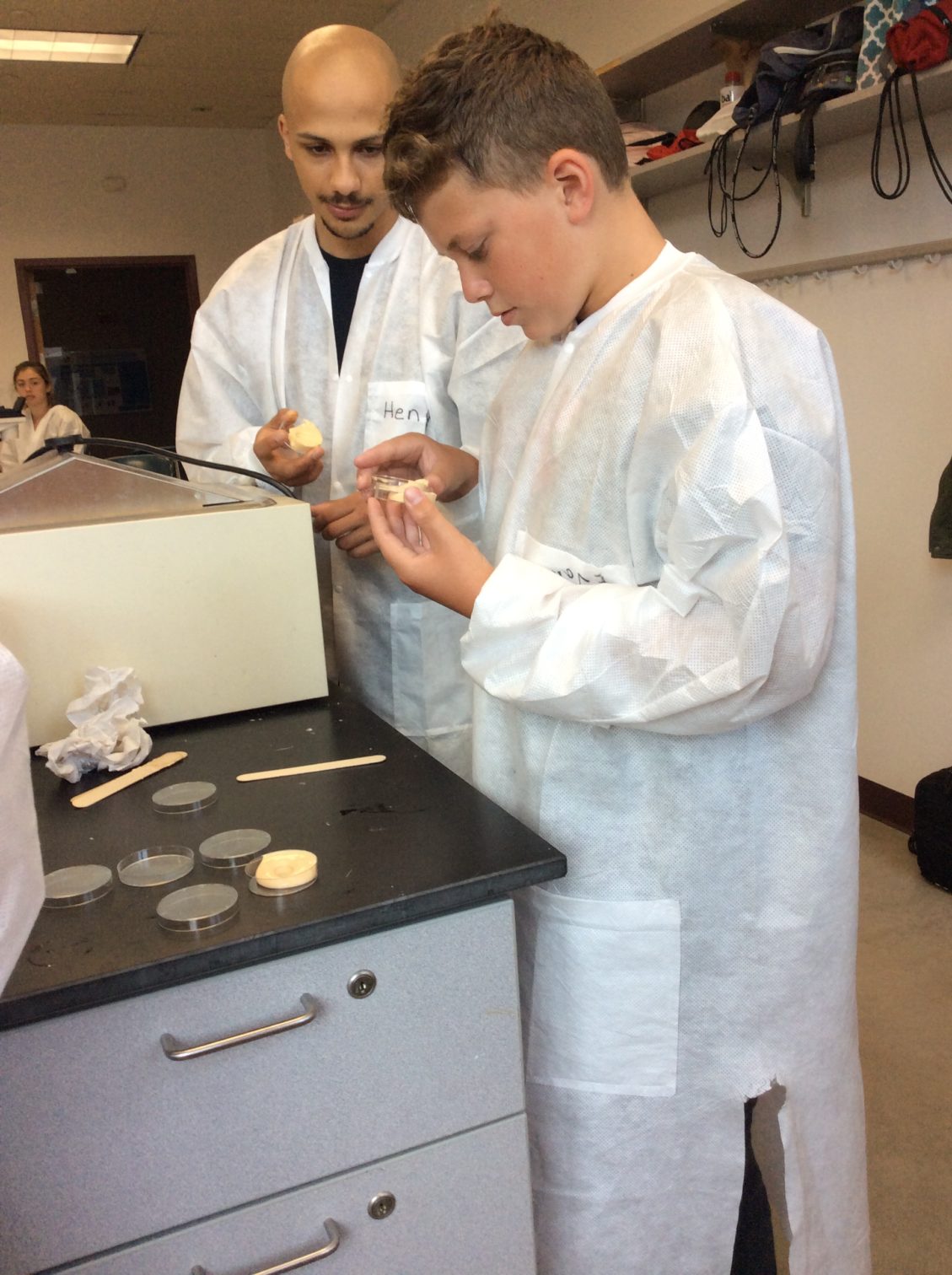Students in the chemistry lab working on an experiment.