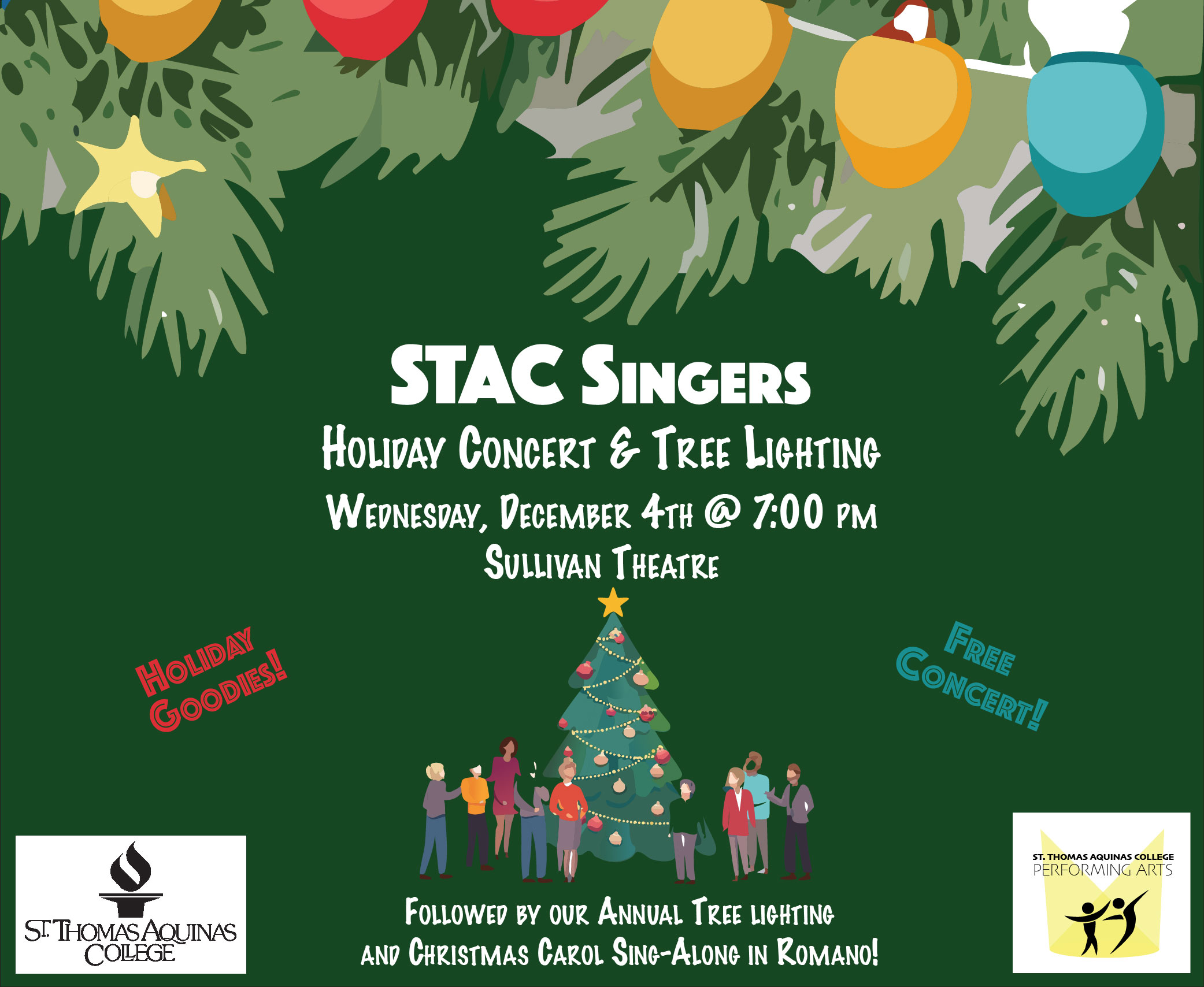 STAC Singers Holiday Concert & Holiday Tree Lighting December 4 at 7pm